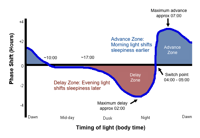 Light has different effects at different clock times